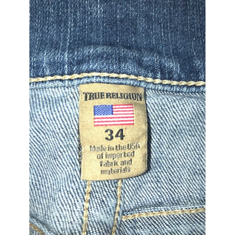 True Religion Ricky Relaxed Straight Leg Jeans Mens 34 Dark Wash Blue Denim USA